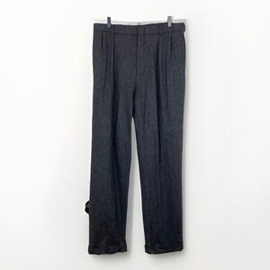 Polo Ralph Lauren Wool Blend Dress Pants Pleated Cuffed Hem Gray Mens 34x33